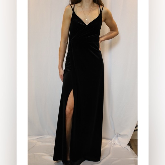 NWT Azazie Black A-Line Lace Velvet Cocktail Dress 🔻 - Picture 7 of 13
